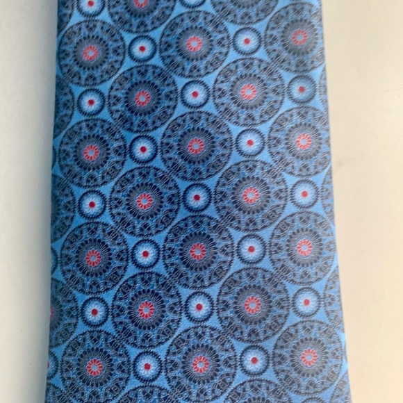Ermenegildo Zegna Blue Silk Geometric Made In Italy Tie - Picture 7 of 9